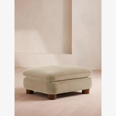Soho Home Vivienne Ottoman, Velvet, Oyster, UK