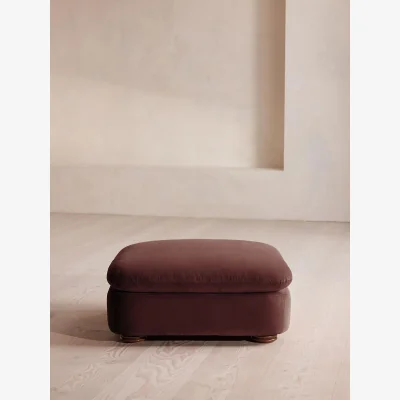Soho Home Rava Ottoman, Velvet, Aubergine, UK