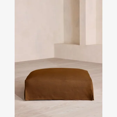 Soho Home Roma Square Ottoman, Linen, Terracotta, UK