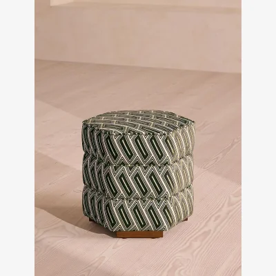 Soho Home Lyla Footstool, Olive Vende Jacquard, UK