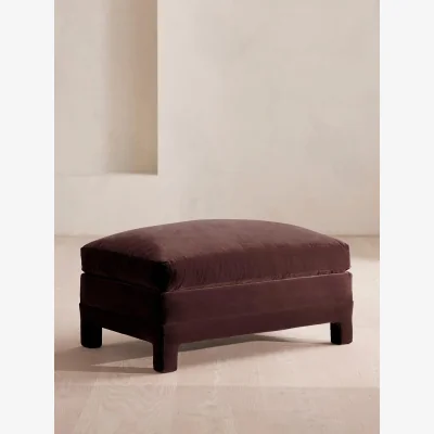 Soho Home Ashford Ottoman, Velvet, Aubergine, UK