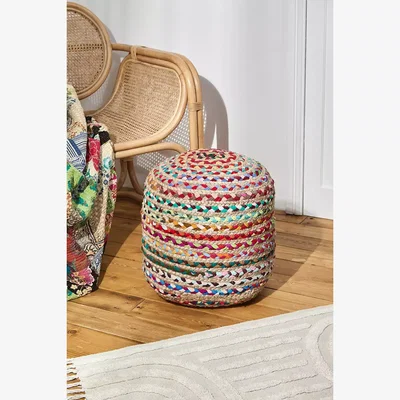 Urban Outfitters Woven Rag Pouffe - Assorted ALL at Urban Outfitters