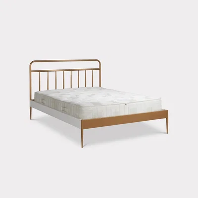 Barker and Stonehouse Gemini Headboard+Footboard King Bed Frame, Gold | Barker & Stonehouse
