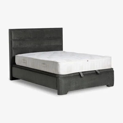 Barker and Stonehouse Rothbury King Bed Frame & Horizontal Headboard, Green Fabric | Barker & Stonehouse