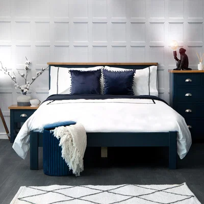 Chiltern Oak Furniture Rutland Blue Painted Oak King Size Bed Frame