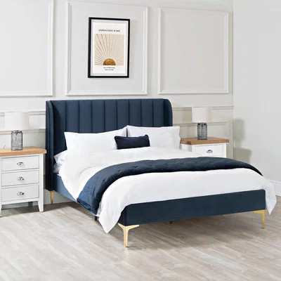 Chiltern Oak Furniture Soho King Size Bed Ink Velvet
