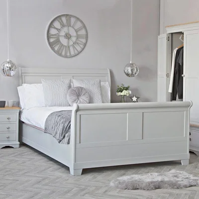 Chiltern Oak Furniture Ashbourne Grey Painted King Size Sleigh Bed Frame