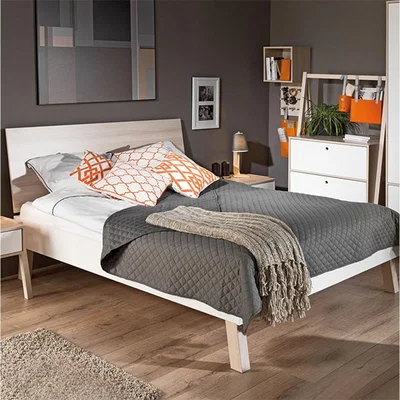 Cuckooland Vox Spot Bed in White & Acacia - King