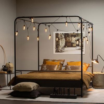 Cuckooland Woood Kingsize Black Metal Four Poster Bed