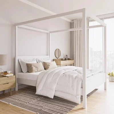Furniture123 King Size Four Poster Bed Frame in White - Victoria