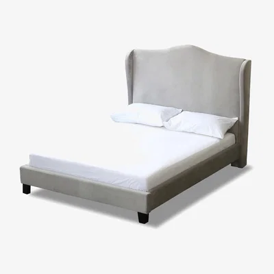 Furniture123 LPD Chateaux King Size Wing Back Bed Frame in Silver Velvet