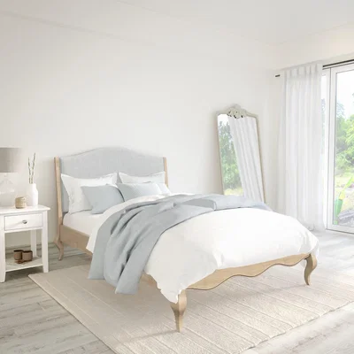 Furniture123 French Blue Linen King Size Bed Frame - Genevieve