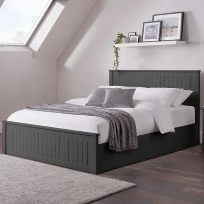 Furniture123 Maine Anthracite Grey King Ottoman Storage Bed - Julian Bowen