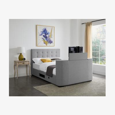 Furniture123 LPD Mayfair TV Bed Frame Upholstered in Grey Fabric - King Size