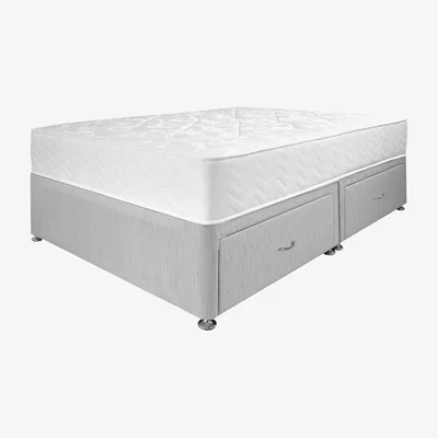 Furniture123 Airsprung Ortho Premium Mattress with Grey 4 Drawer Platform Divan Bed - King Size