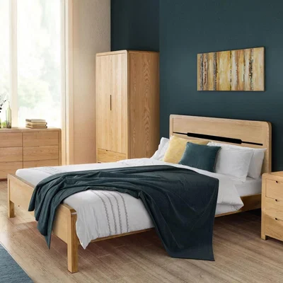 Furniture123 Julian Bowen Solid Oak King Size Bed Frame with Curved Headboard