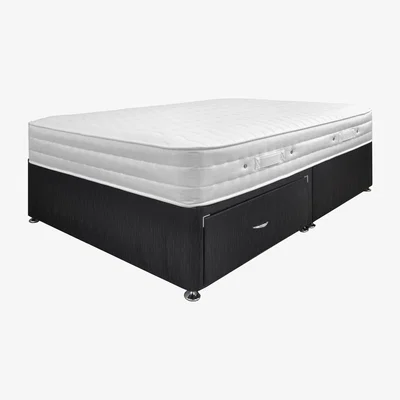 Furniture123 Airsprung Aria 1000 Memory Mattress with Black 2 Drawer Platform Divan Bed - King Size
