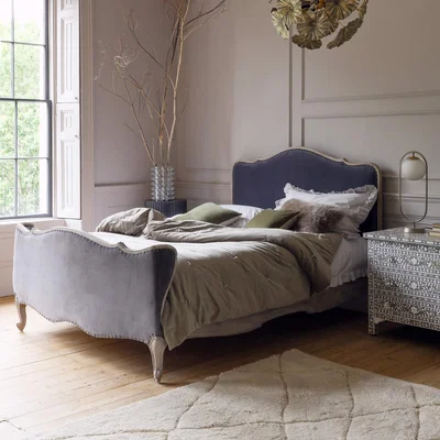 Graham & Green Evelyn Grey Velvet King Size Bed
