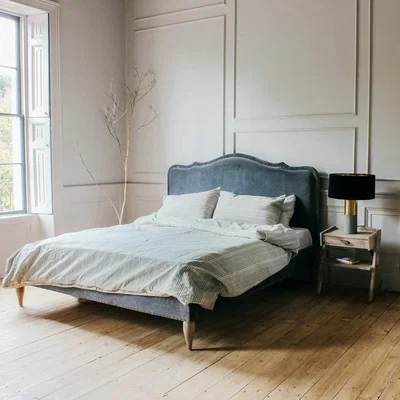 Graham & Green Genevieve Grey Velvet King Size Bed