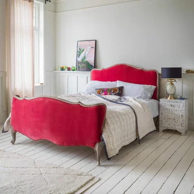 Graham & Green Evelyn Coral Velvet King Size Bed
