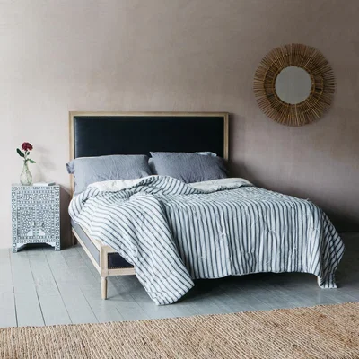Graham & Green Luna Grey Velvet King Size Bed