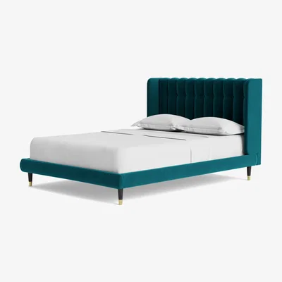 Habitat Swoon Kipling Double Velvet Bed Frame - Kingfisher Blue