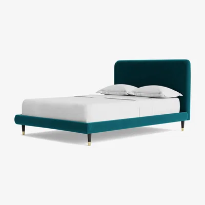 Habitat Swoon Brockham Double Velvet Bed Frame - Kingfisher Blue