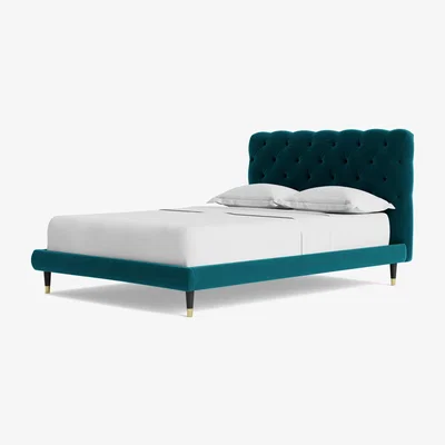 Habitat Swoon Burbage Double Velvet Bed Frame - Kingfisher Blue