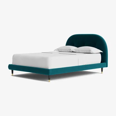 Habitat Swoon Southwark Double Velvet Bed Frame - Kingfisher Blue