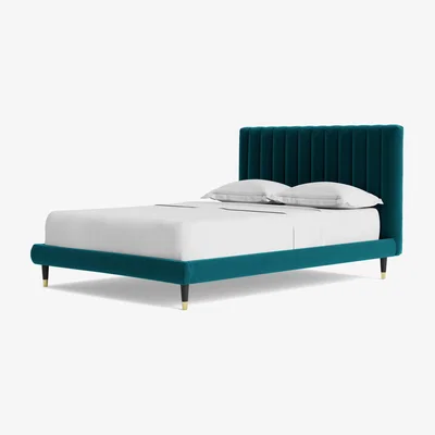 Habitat Swoon Porlock Double Velvet Bed Frame - Kingfisher Blue
