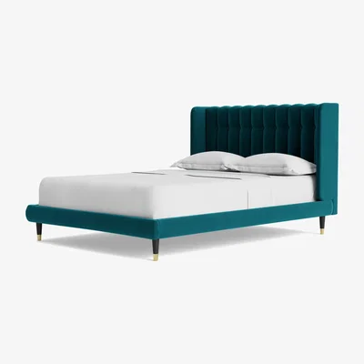 Habitat Swoon Kipling Kingsize Velvet Bed Frame - Kingfisher Blue