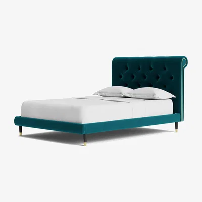 Habitat Swoon Winston Double Velvet Bed Frame - Kingfisher Blue