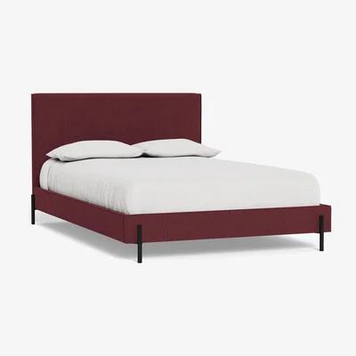 Heal's Heal's Tortona King Bed Smart Linen Mix Maroon Black Feet