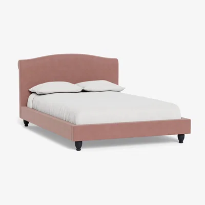 Heal's Heal's Devon King Bed Smart Luxe Velvet Dusky Pink Natural Beech Feet