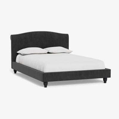 Heal's Heal's Devon King Bed Smart Luxe Velvet Nickel Black Beech Feet