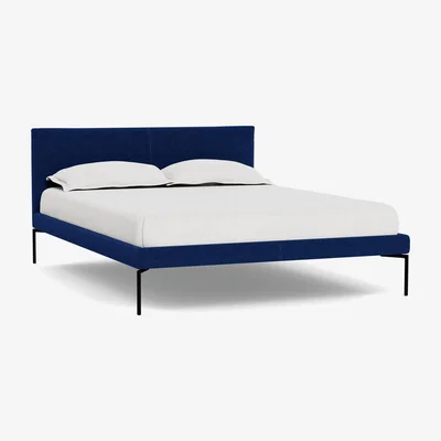 Heal's Heal's Matera Bedstead King St Moritz Wool Blue Black Feet - Heal's UK Bedroom Furniture