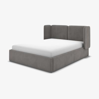 Made.com Ricola King Size Ottoman Storage Bed, Steel Grey Velvet
