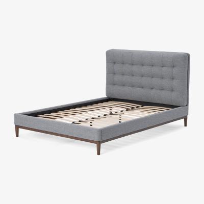 Made.com Lavelle Super King Size Bed, Blue Grey Tonal Weave & Walnut Stain Legs