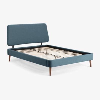 Made.com Lowrie King Size Bed, Orleans Blue & Dark Stain Legs