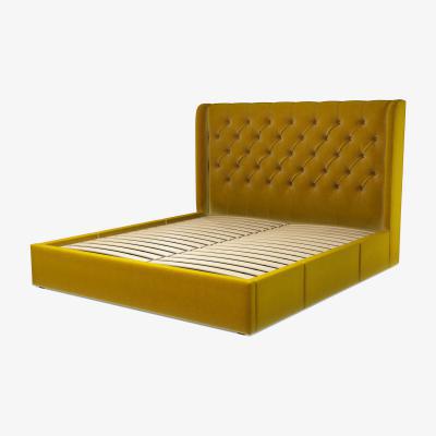 Made.com Romare Super King Size Bed with Storage Drawers, Saffron Yellow Velvet