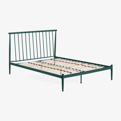 Made.com Penn Super King Size Metal Bed, Peacock Green Metal