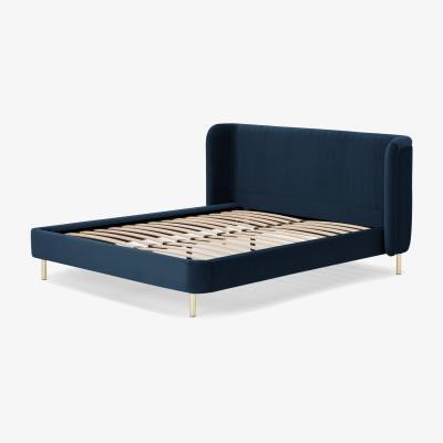 Made.com Ilana King Size Bed, Sapphire Blue Velvet