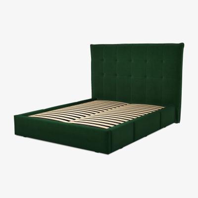 Made.com Lamas King Size Bed with Storage Drawers, Bottle Green Velevt