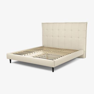 Made.com Lamas Super King Size Bed, Putty Cotton with Black Stain Oak Legs