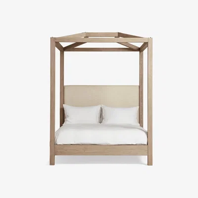 OKA OKA, Hester Four-Poster Bed, King-Size - Natural, Beds, Linen/Oak Wood