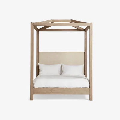 OKA Hester Four-Poster Bed, King-Size - Natural