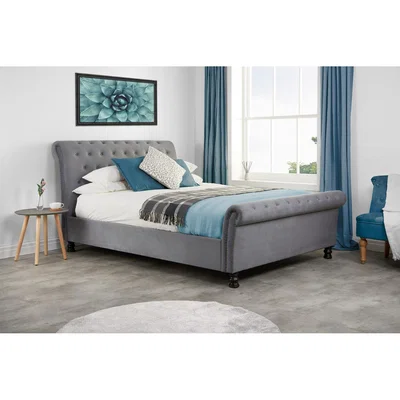 Oak&More Missouri King Size Grey Velvet Bed