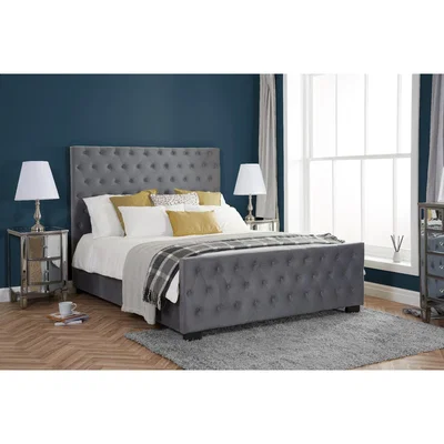 Oak&More Massachusetts Grey Velvet King Size Bed