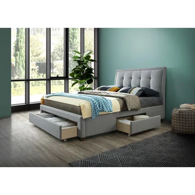 Oak&More Carolina Grey Fabric King Size Bed