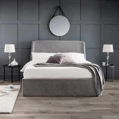 Olivia's Olivia's Curved Velvet Kingsize Bed Frame in Grey